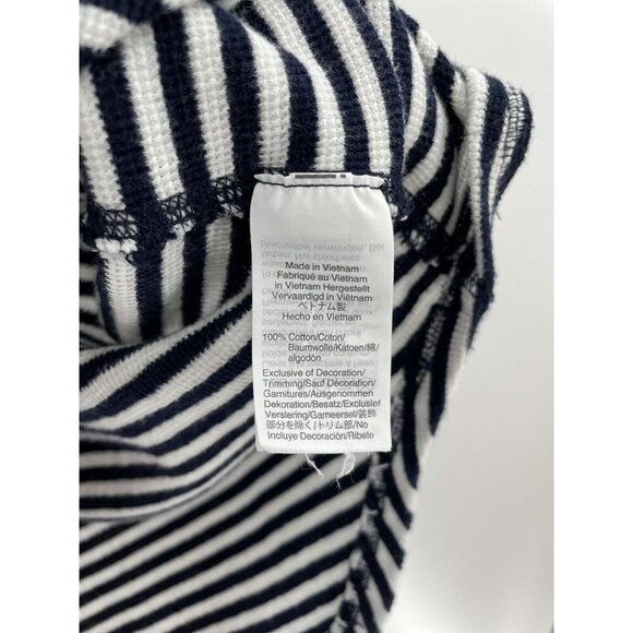 J CREW Striped Waffle Funnelneck Sweatshirt Navy Blue White Mock‎ Neck Size XS - Picture 4 of 6
